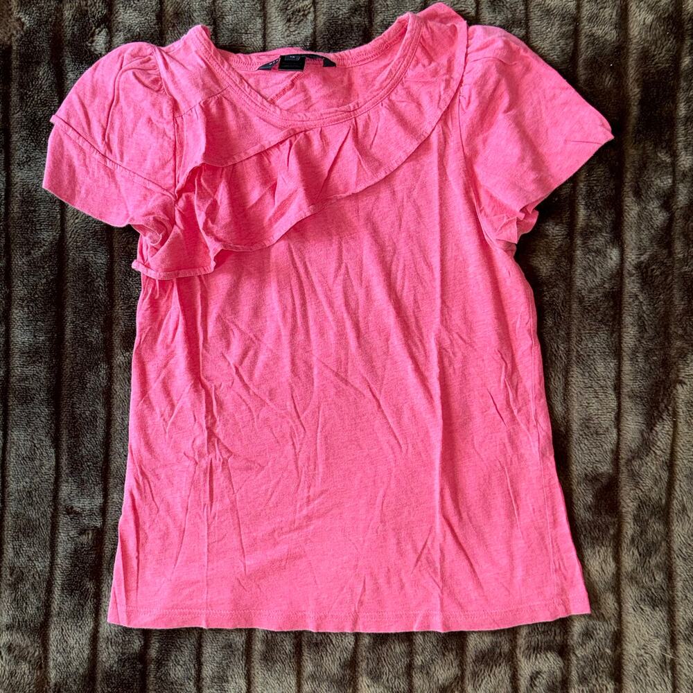 Marc by Marc Jacobs XS Heathered Pink‎ Ruffled Neckline Cap Sleeve Top
